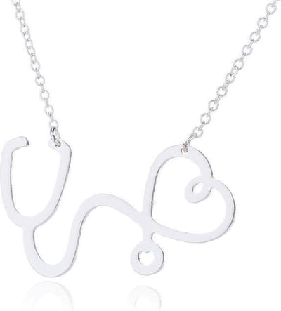 24/7 Jewelry Collection Stethoscoop Hart Ketting - Dokter - Zilverkleurig