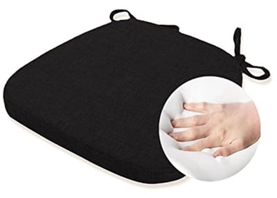 Comfortabel Eetkamer Stoelkussen met Antislip - Traagschuim en Wasbare Hoes - 40x40 cm - Zwart
