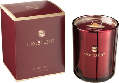 J-Line geurkaars Excellent - Rose Chamapgne - glas - rood - medium - 80U