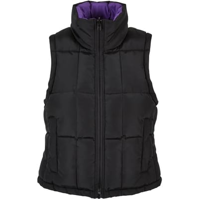 Urban Classics - Reversible Cropped Puffer Mouwloos jacket - S - Zwart/Paars
