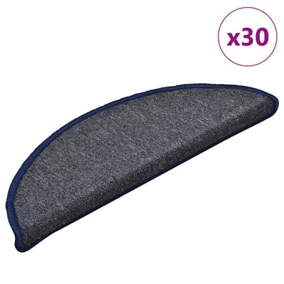 vidaXL - Trapmatten - 30 - st - 56x17x3 - cm - donkergrijs - en - blauw - halfrond