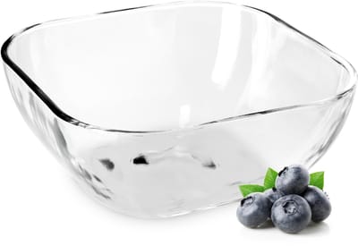 KADAX Glazen kom, vierkante fruitschaal van robuust glas, slakom in 3 verschillende maten, vaatwasmachinebestendige glazen schaal, transparante snackschaal voor fruit (13,5 cm, 1 stuk)