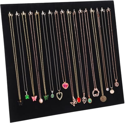 ONF3 - Zwart Velvet Sieradenhouder - Organisator voor Kettingen - 17 Haken - 37 x 30 cm - Voor Thuis of Winkel - Elegant Design - Geschikt voor ...