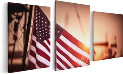 Artaza Canvas Schilderij Drieluik Amerikaanse Vlag - Verenigde Staten - 120x60 - Foto Op Canvas - Canvas Print
