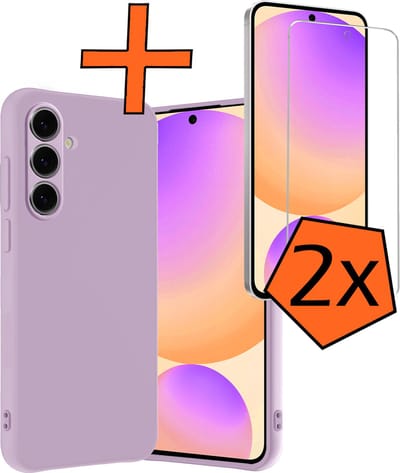 Hoes - Met 2x Screenprotector - Geschikt voor Samsung Galaxy S24 FE - Sterk & Shockproof - Back Cover - Siliconen Case - Telefoon Hoes - Lila