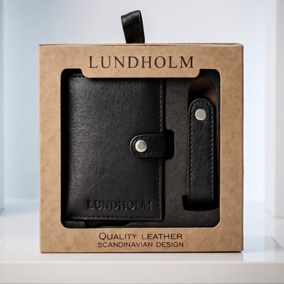 Lundholm Örebro Heren Set Zwart – Echt Leren Pasjeshouder met RFID Anti Skim Bescherming – Leren Sleutelhouder – Portemonnee Heren Pasjes, Briefgeld & Muntgeld Creditcardhouder – Cadeau voor Hem Cadeautjes – Scandinavisch Design