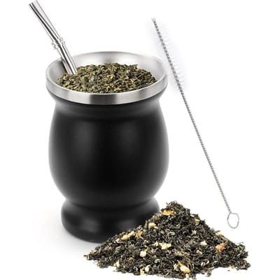 230ML Yerba Mate Set Bevat Dubbelwandige 188 Staal Mate Thee Beker Eén Bombilla Mate Rietje Schoonmaakborstel Duurzaam