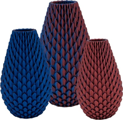 Myraka design vaas – Decoratieve vaas - Blauw / Rood - 3d geprinte vaas – geschikt voor droogbloemen - 20CM