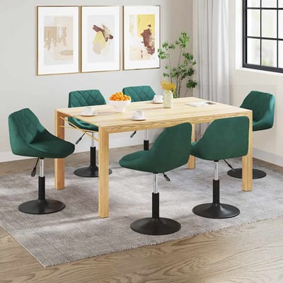 vidaXL - Eetkamerstoelen - draaibaar - 6 - st - fluweel - donkergroen