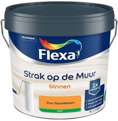 Flexa - Strak Op De Muur Binnen Mat - Puur Goudsbloem - Mengverf - 5 L