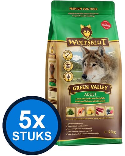 5x Wolfsblut - Adult Green Valley - Hondenvoer Droogvoer - 2 kg