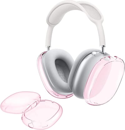 Zachte en dunne transparante hoes voor AirPods Max met oorkussenbescherming, krasbestendig, stofdicht en wasbaar, roze kleur