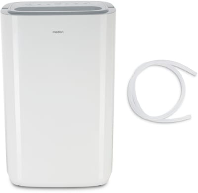MEDION DH20 luchtontvochtiger (elektrisch, 20 liter/24u, tot 20m², 43db stil, badkamer, slaapkamer, waterreservoir van 5,4 liter, wasstand, timer, vloerrollen, MD12048)