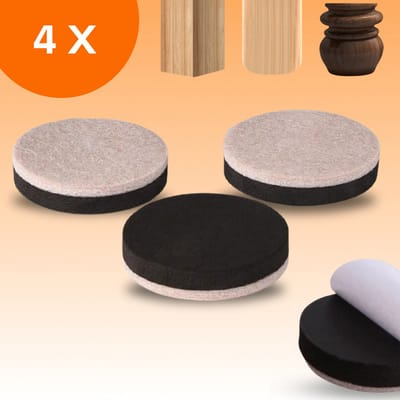FLOOQ Meubelonderzetters beige - Meubelvilt - Meubelverhogers - Vloerbescherming - Bedverhogers - Viltjes- 4 stuks