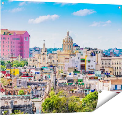 Gards Tuinposter Havana Stad in Cuba - 100x80 cm - Tuindoek - Tuindecoratie - Wanddecoratie buiten - Tuinschilderij
