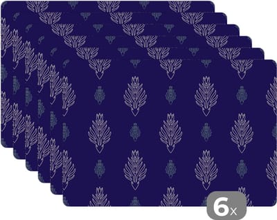 Placemat - Placemats kunststof - Art Deco - Contour - Patronen - 45x30 cm - 6 stuks - Hittebestendig - Anti-Slip - Onderlegger - Afneembaar