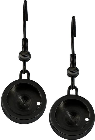 Quiges RVS Verwisselbare Mini Munt Schroefsysteem Oorhangers Oorbellen Zwart Glans - ECO018