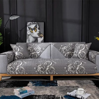 Vier Seizoenen Universeel Katoen Antislip Bankkussen Stof Katoen Eenvoudig Kussen Combinatie Bank Handdoekhoezen voor Woonkamer 70x70cm gray