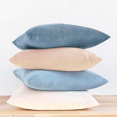 Set van 4 Sierkussenhoezen Zachte Velvet Kussenslopen Woondecoratie (50x50 cm, Beige/Lichtblauw)