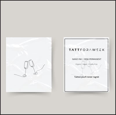 Tijdelijke tattoo champagneglazen | Neptattoo volwassenen | Tijdelijke tattoo voor volwassenen | Temporary tattoo | Plaktattoos voor volwassenen | Neptattoos | Probeer zorgeloos een tattoo | tattforaweek