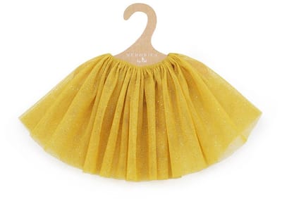 Asi poppenrok tule okergeel goud - poppenkleding accessoire.