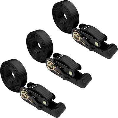 3 Stuks Ratelbanden - 4 Meter x 25 mm - Zwart - Sjorbanden met Ratel - Verstelbaar - Voor Transport en Bagage