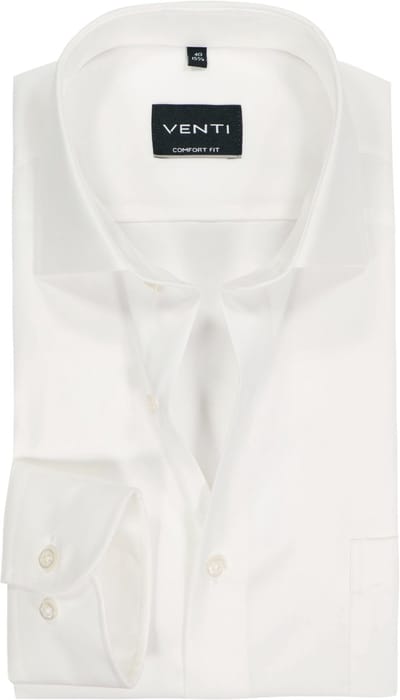 VENTI CASA MODA comfort fit overhemd - mouwlengte 7 - structuur - offwhite - Strijkvrij - Boordmaat: 40 (EU maat: M)