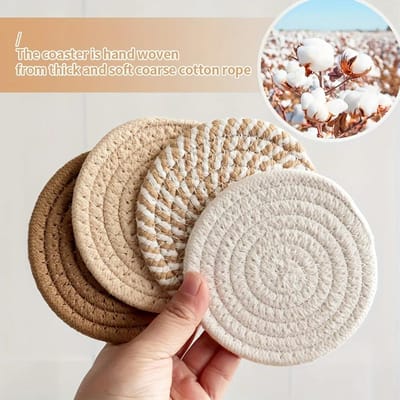 4-Delige Set Absorberende Onderzetters Voor Dranken Minimalistische Katoenen Geweven Onderzetters Koffietafel Decoratie Boho Leuke Mok Onderzetters (as the picture,11 cm)