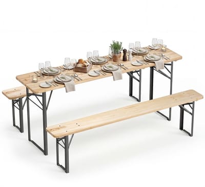 Biertafel - OpklapbareTafel Biertafel -Campingtafel -Koffertafel - Tuintafel - Balkontafel - Naturel