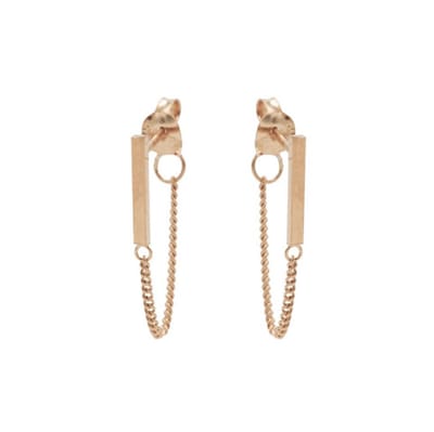Karma oorbel Chain Tubes Square Silver Riseplated-M1818