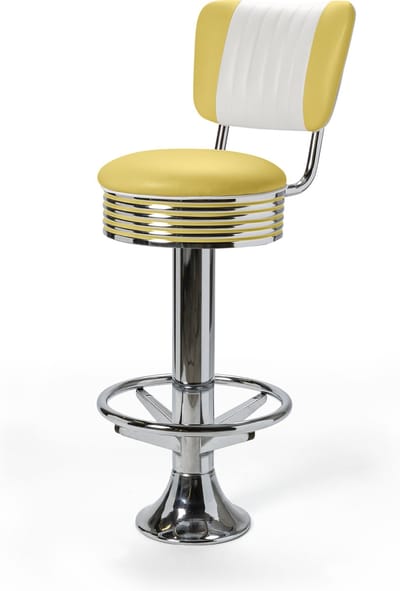Bel Air Retro Barkruk BS-27CB Footring Geel