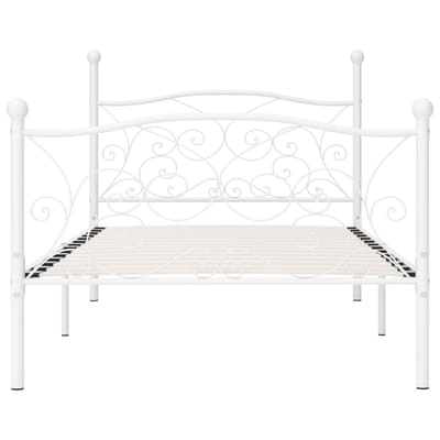 vidaXL - Bedframe - met - lattenbodem - metaal - wit - 100x200 - cm