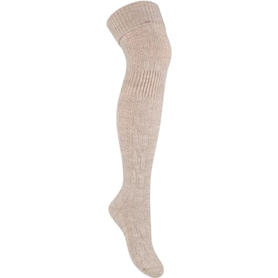 Steven - Dames 1 Paar Over De Knie Wol Sokken | Winter Warme Lange Sokken - Beige
