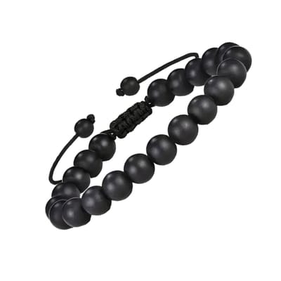 Aramat Jewels | Armbanden | Verstelbare Zwarte Steen Armband | | | |8mm | Metaal | Volwassenen | Verkleurd niet