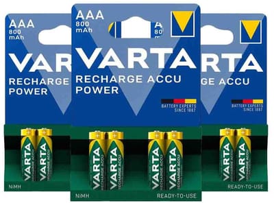 Varta Recharge Accu Power Oplaadbare Batterijen AAA 800mAh - 3 x 4 stuks - Voordeelverpakking