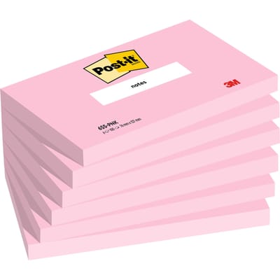 Post-it Notes, 100 vel, ft 76 x 127 mm, roze (flamingo pink), PAK VAN 6