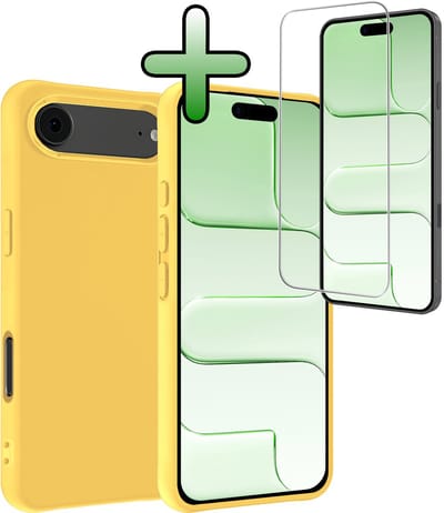 Hoesje Met Screenprotector - Geschikt voor Apple iPhone Air - Sterk & Shockproof - Back Cover - Siliconen Case - Telefoon Hoes - Geel