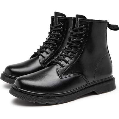Nieuwe Heren Laarzen Winter Casual Schoenen Mode Leren Laarzen Heren Hoge Kwaliteit Rubber Laarzen Rijden Equestr Botas Hombre 38 zwart