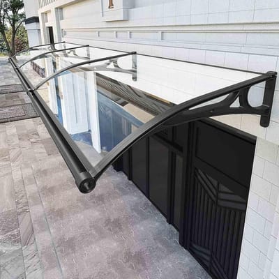Deurluifel Waterdicht - Veranda Luifel - Bescherming Buiten - Geïntegreerde Goot - 60x120cm - Transparant