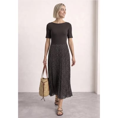 Midi-jurk met geplooide rok en print