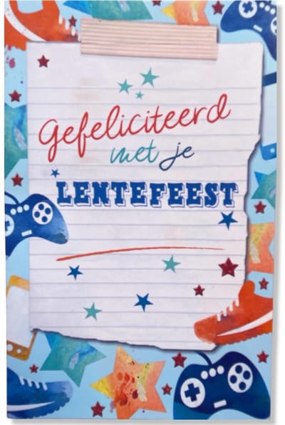 Lentefeest Wenskaart Gamer - 12x17cm - Gevouwen kaart inclusief envelop