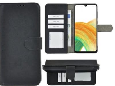 Hoesje Geschikt voor Samsung Galaxy A03s - Bookcase - Pu Leder Wallet Book Case Zwart Cover