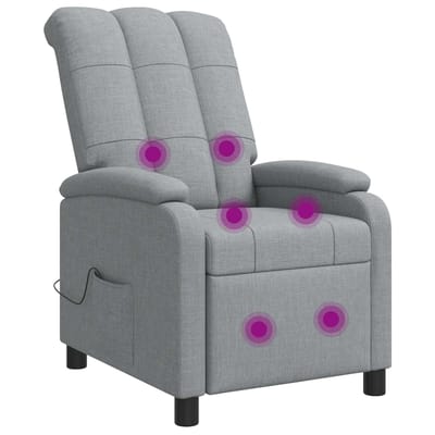 vidaXL - Massage - Relaxstoel - Lichtgrijs - Stof