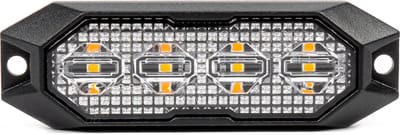 AMiO Stroboscoop Zwaailicht Slanke Amberkleurige Grillmontage Flitslamp 4x3W LED R65 R10 12/24V IP6K9K Oranje