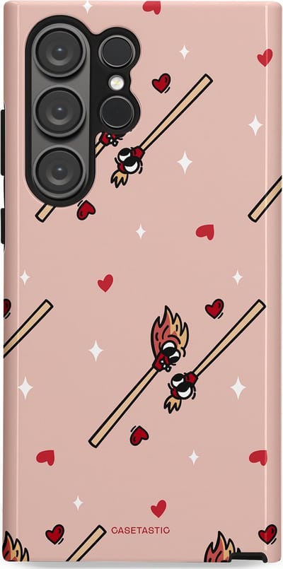 Casetastic Hoesje Geschikt voor Samsung S23 Ultra - Stijlvolle Beschermende Duo-layer Case - Vurige liefde