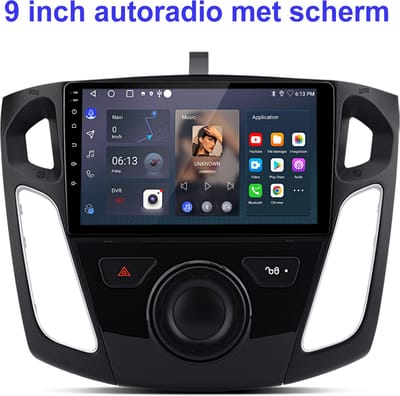 Junsun Android 15 Autoradio Geschikt Voor Ford Focus MK3 2012-2018 Accessoires, 6GB+128GB, Draadloze CarPlay, DAB+, GPS-Navigatie, Bluetooth, 9-inch Touchscreen, 4G-LTE, DSP, Octa-core processor