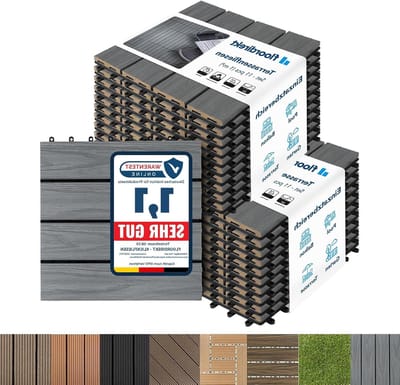 Terrastegels - Balkontegels WPC - Buitenruimte inrichten - Eenvoudig kliksysteem - 30 x 30 cm - Grijs