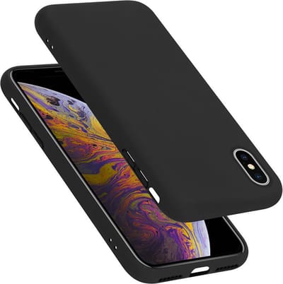 Cadorabo Hoesje geschikt voor Apple iPhone X / XS in LIQUID ZWART - Beschermhoes gemaakt van flexibel TPU silicone Case Cover