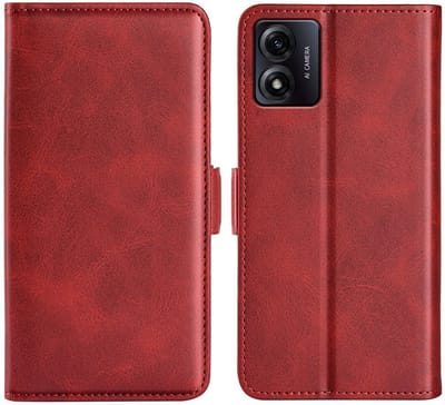 MobyDefend Hoesje - Geschikt voor Motorola Moto E13 - Luxe Wallet Book Case (Sluiting Zijkant) - Rood