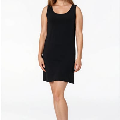 Onderjurk Dames Bamboe Viscose Kort - Brede Bandjes - Zacht & Ademend - Zwart - S/M